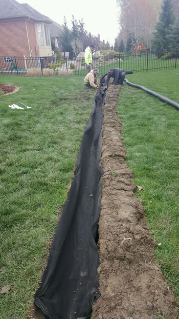French Drain With Commercial Filter Fabric