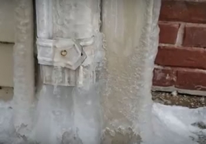 Frozen Downspouts Use Corrugated Pipe - Michigan