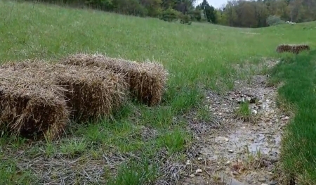 Bails of Hay to Divert Water