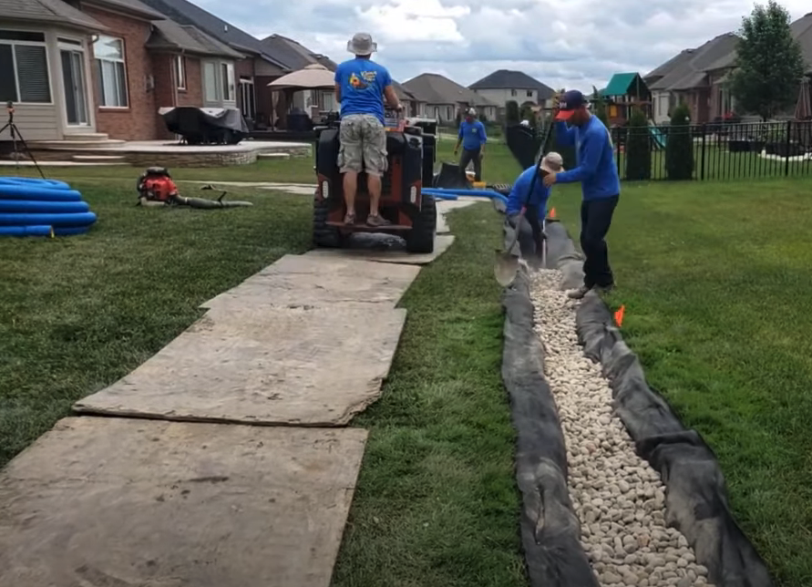 Macomb Twp. French Drain Installation 