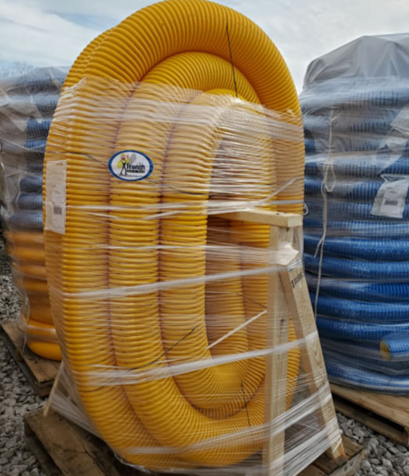6 in. Solid Premium Yellow Corrugated Drain Pipe 100 ft. Roll In Store