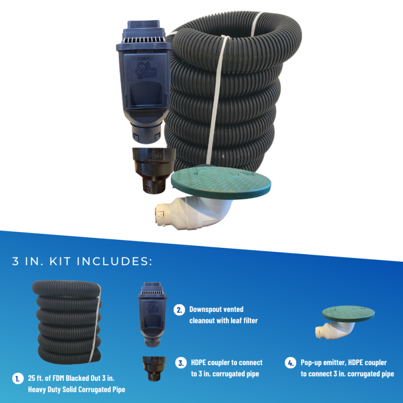 3 in. Buried Underground Downspout Kit for DIYers