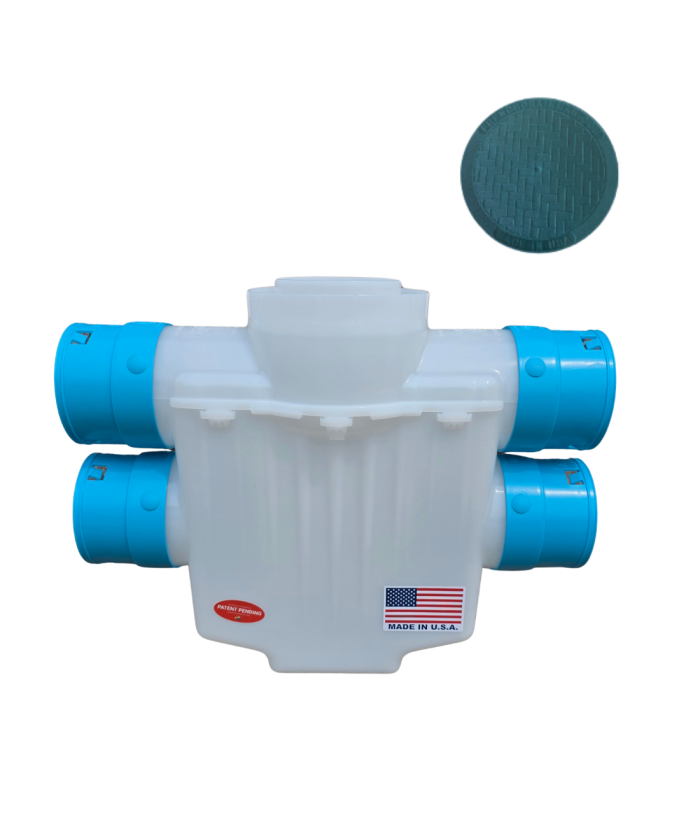 <span class="tr-grid">TORRENTIAL RAIN™ </span> 6 in. 4-Way Connect Catch Basin</br> <span class="ca-dim">3½ in. Double Pipe System</span> - Image 5
