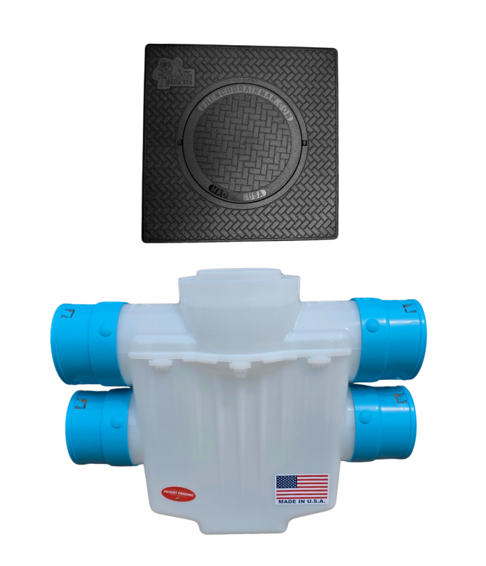 <span class="tr-grid">TORRENTIAL RAIN™ </span> 4-Way Connect 12 x 12 Catch Basin</br> <span class="ca-dim">3½ in. Double Pipe System</span> - Image 6