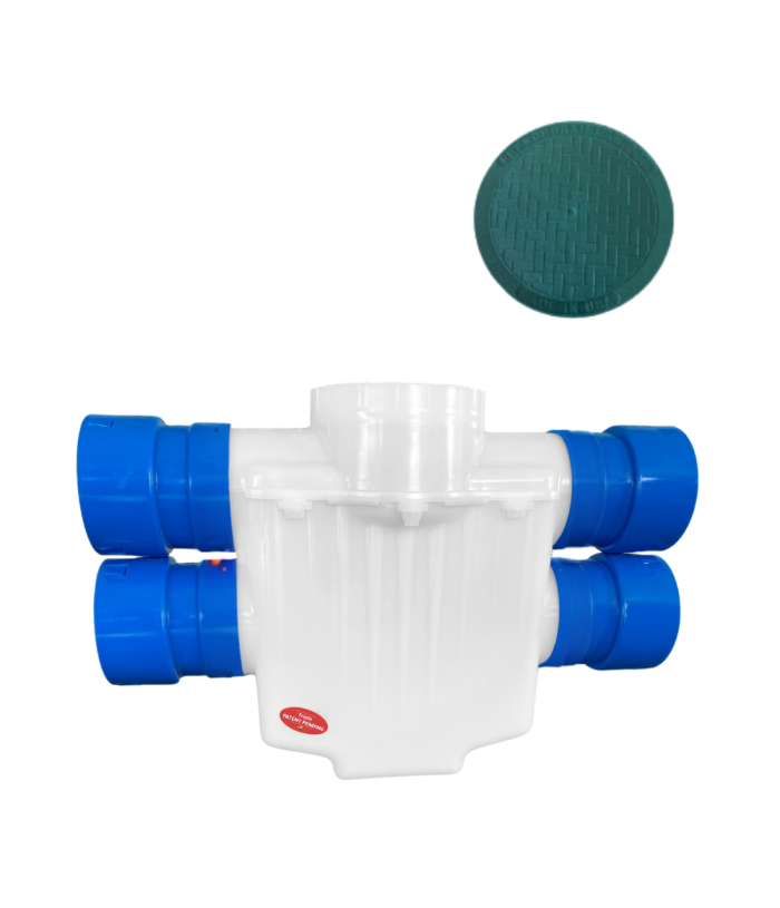 <span class="tr-grid">TORRENTIAL RAIN™ </span> 6 in. 4-Way Connect Catch Basin</br> <span class="ca-dim">Double Pipe System</span> - Image 6