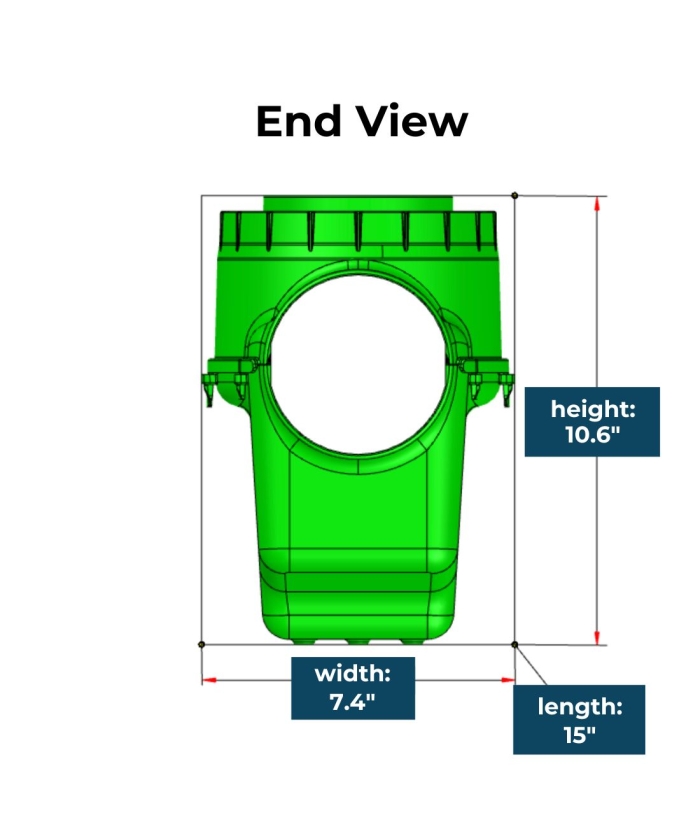 <span class="tr-grid">TORRENTIAL RAIN™ </span> 4 in. Catch Basin with Turf Restrictor Plate</br> <span class="ca-dim">Connects to 4 in. SCH 40 PVC</span> - Image 8