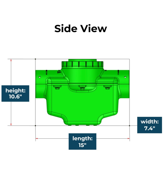 <span class="tr-grid">TORRENTIAL RAIN™ </span> 12x12 Catch Basin with Grate </br> <span class="ca-dim">Connects to 3 in. Corrugated</span> - Image 5