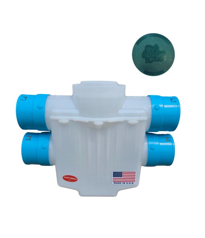 <span class="tr-grid">TORRENTIAL RAIN™ </span> 4 in. 4-Way Connect Catch Basin</br>  <span class="ca-dim">3½ in. Double Pipe System</span> - Image 10