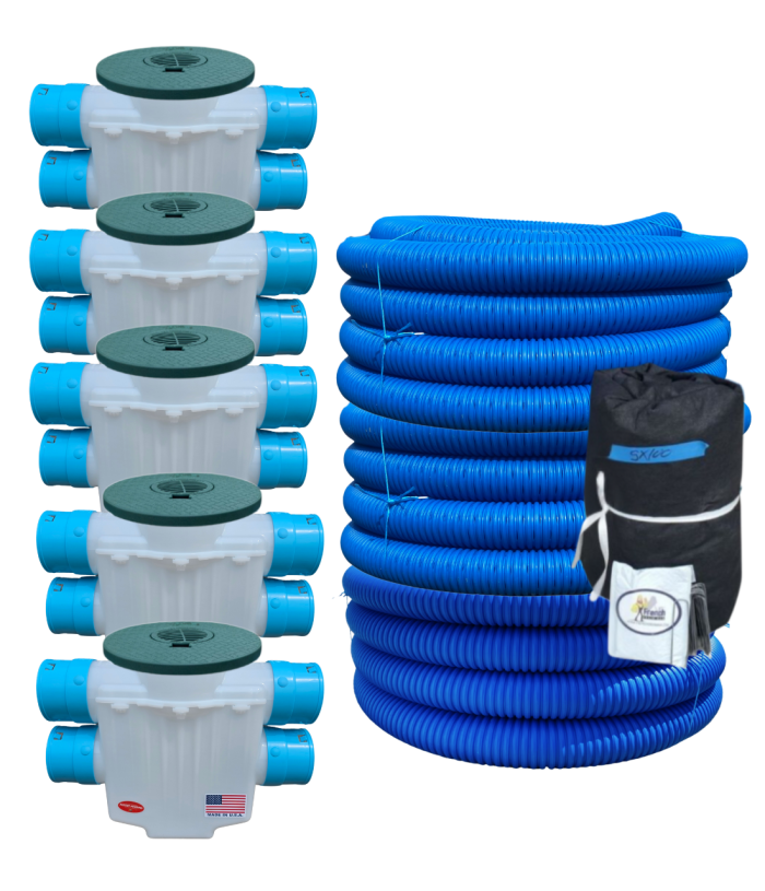 <span class="tr-grid">TORRENTIAL RAIN™ </span>  High Octane<span style="font-size: 60%; vertical-align: super;">®</span> French Drain and Yard Drain Combo Kit </br> <span class="ca-dim"> 3½ in. x 200 ft. knife-cut, 3½ in. x 100 ft. solid</span>